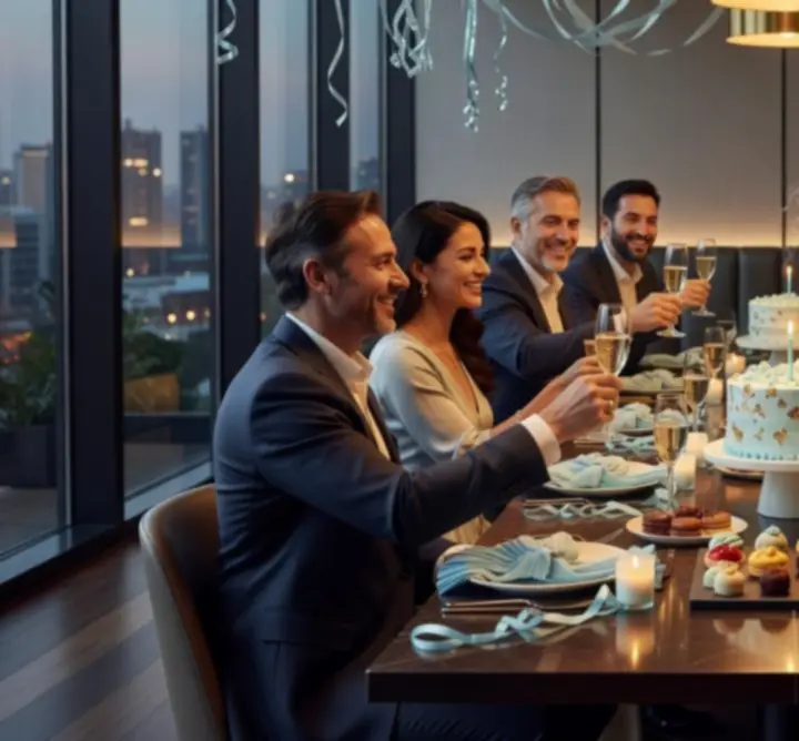 Születésnapi parti a Budapesti éjszakák-nál elegáns és barátságos dekorációval.